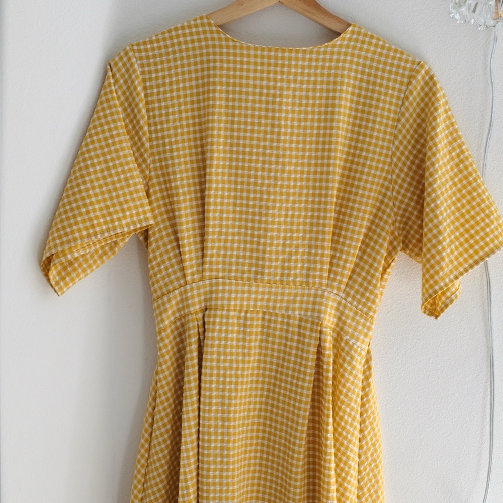 Yesstyle Yellow Seersucker Gingham Dress